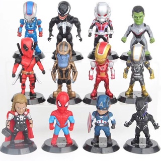 ตุ๊กตาฟิกเกอร์ Marvel Black Panther Venom Deadpool Iron man Thor Hulk Spiderman Ant-Man 12 ชิ้น