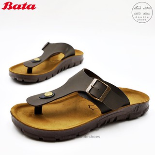 Bata รองเท้าแตะแบบหนีบ หนังแท้ ทรงบริคเคน พื้นยางแท้ ไซส์ 5-10 (รหัส 874-4054)