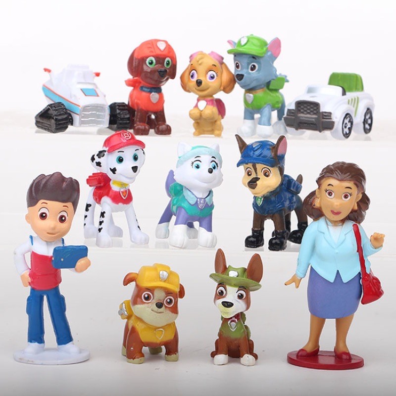 . 12ตัว ฟิกเกอร์ โมเดล หมาพาว Paw patrol .