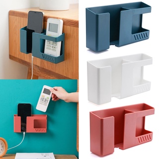 Double Layer Wall Mounted Organizer Box Punch Free TV Remote Control Storage Phone Plug Wall Holder Charging Multifunction Hooks