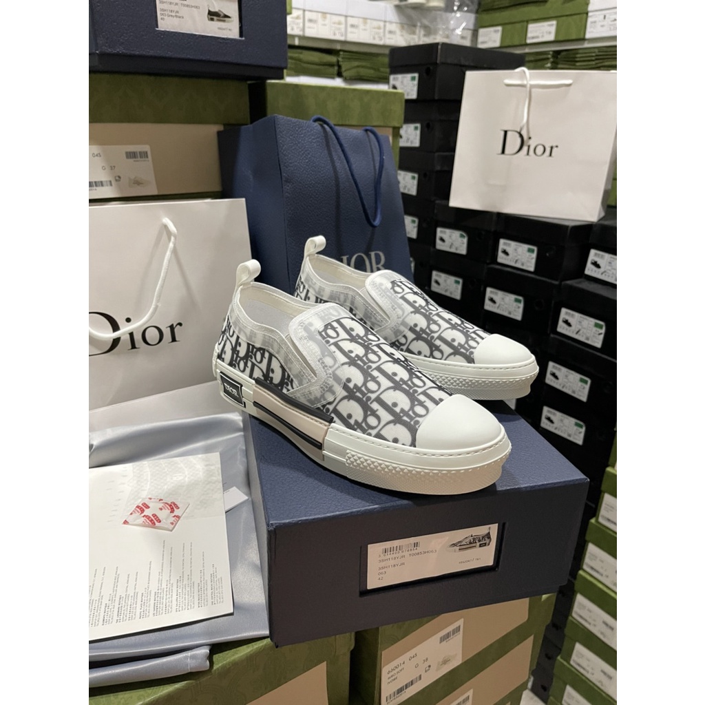 D*OR x SHAWN STUSSY B23 Slip-On Sneaker (สีเทา) ไซส์ 40--45 รองเท้าผ้าใบ แบบสวม พร้อมส่ง🚛✔