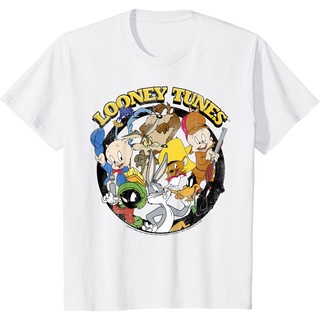 ผ้าฝ้ายคอกลมเสื้อยืด พิมพ์ลาย Looney Tunes Group Shot Poses สําหรับผู้ชาย และผู้หญิง เสื้อยืด - เสื้อยืดผู้ชาย - เสื้อเช