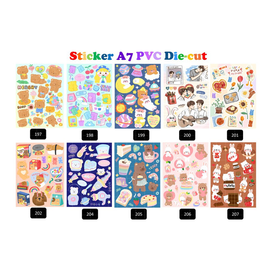 สติ๊กเกอร์ PVC Diecut ขนาด A7 (กันน้ำ กันเรซิ่น ลอกแปะได้เลย) 2