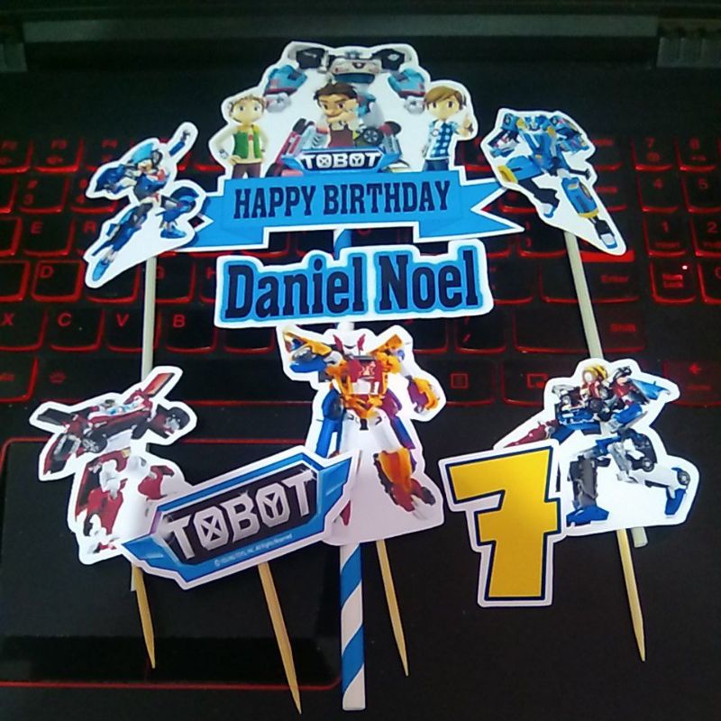 เค้กท็อปเปอร์ตกแต่งเค้กหุ่นยนต์ tobot v3