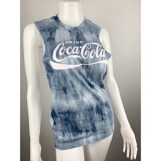 เสื้อลาย coca cola สีฟ้าปนน้ำเงิน สินค้ามือ1