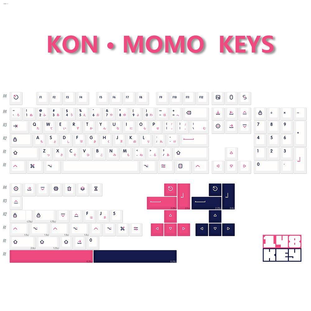 【Malay Spot】148 Keys Kon Momo Keycaps Dye Sublimation PBT Cherry