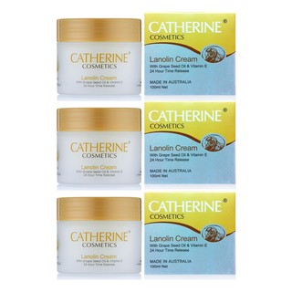 CATHERINE LANOLIN CREAM ครีมลาโนลินผสมน้ำมันเมล็ดองุ่นและวิตามินอี 100 ml. ซื้อคู่ 3 กระปุกสุดคุ้ม