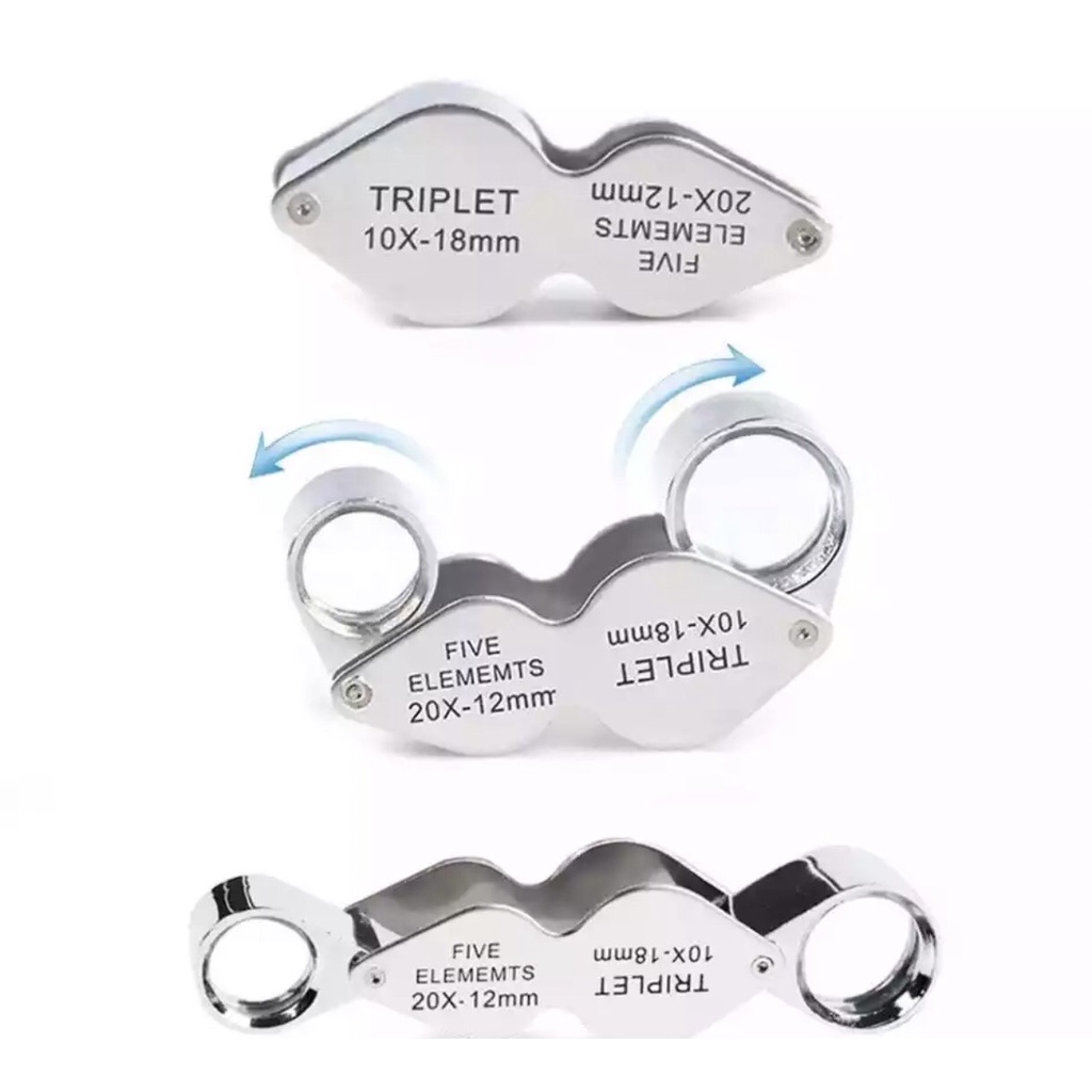 กล้อง 2 เลนส์  TRIPLET ขยาย 10 x / 20 x  ส่องเพชร อัญมณี  เลนส์กระจก คมชัด สบายตา