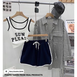 newlooksbkk SUN SET 3 Pcs เสื้อเชิ้ต+เสื้อกล้าม+กางเกงขาสั้น เอามาแมทซ์ด้วยกัน หรือจะใส่แยกกัน ก็ดีงามม