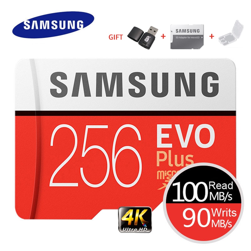 SAMSUNG Memory Card EVO Plus 4K Ultra HD Micro SD 256GB 128G 64GB Class10 MicroSD Card C10 UHS-I  Flash + Free adapter