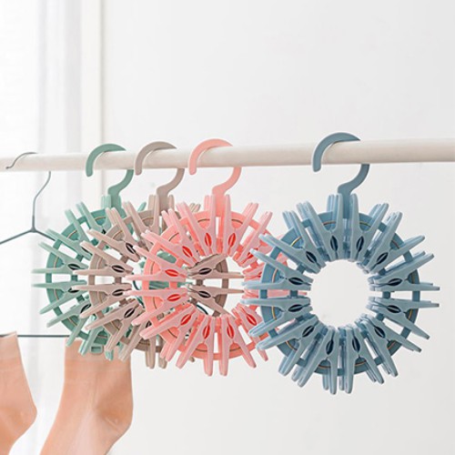 คลิปหนีบผ้า ตัวหนีบผ้า คลิปหนีบพลาสติก พร้อมที่แขวนเก็บ (แพ็ค 24ตัว)  u365mall