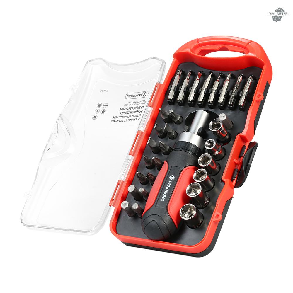 PENGGONG 30PCS Multipurpose Ratchet Screwdriver Socket Screwdrivers