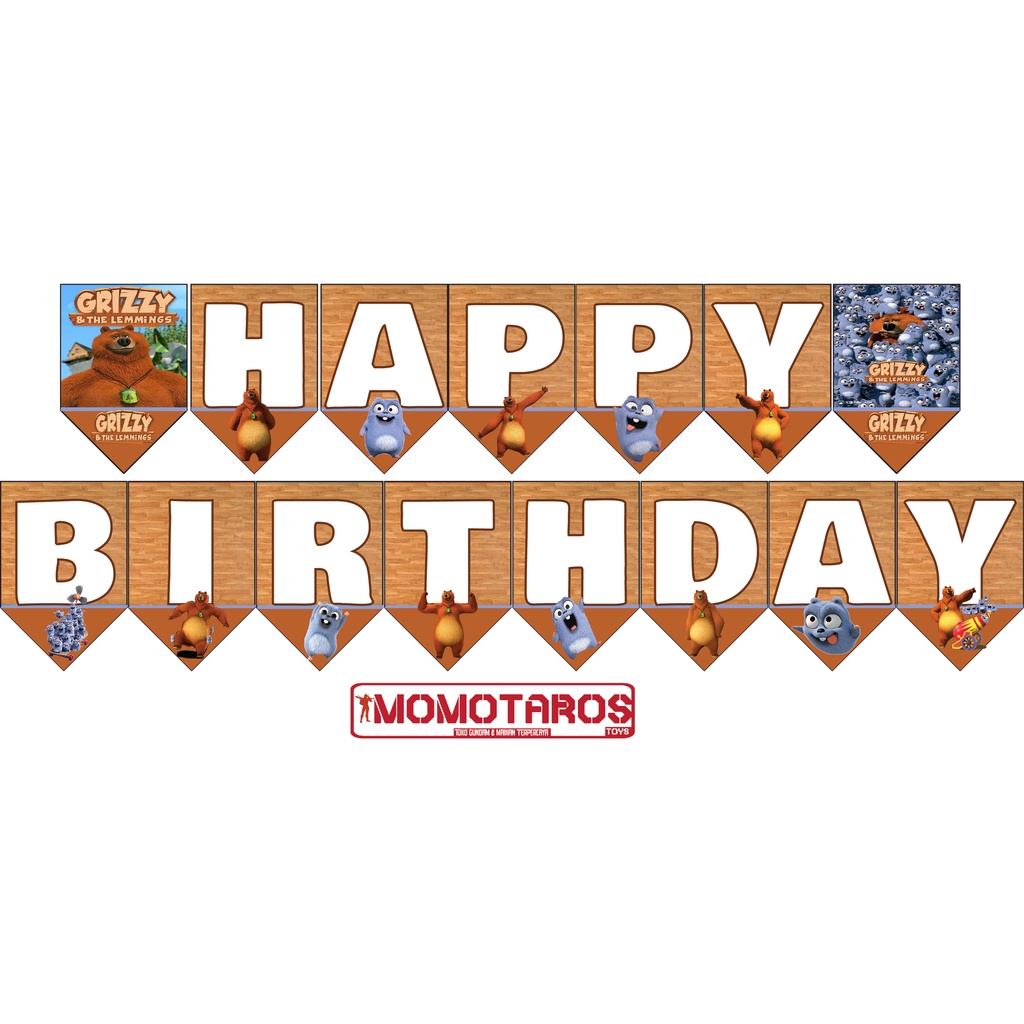 HBD ชุดแบนเนอร์ Grizzy and the lemmings