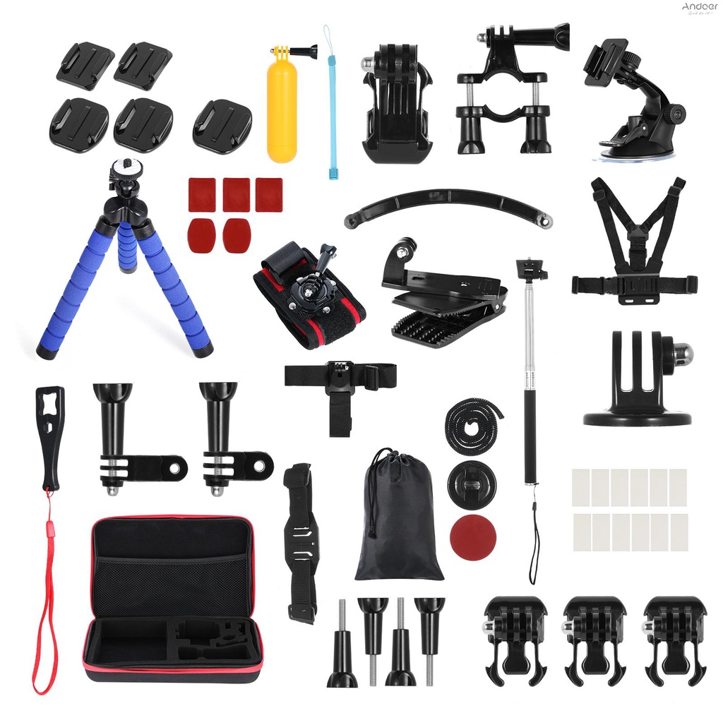77-in-1 GoPro Accessory Kit – Fits Hero 9,8,7,6,5,4 – Case, Mounts, Clips, And More