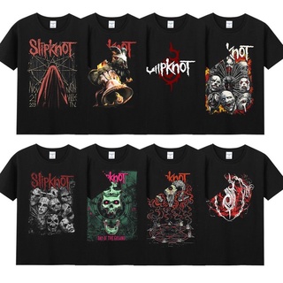 ขายดี!ฤดูร้อนผ้าฝ้ายรอบคอครึ่งแขนแขนสั้นผู้ชาย Rock Peripheral Youth เสื้อยืด Band Slipknot SlipknotS-5XL