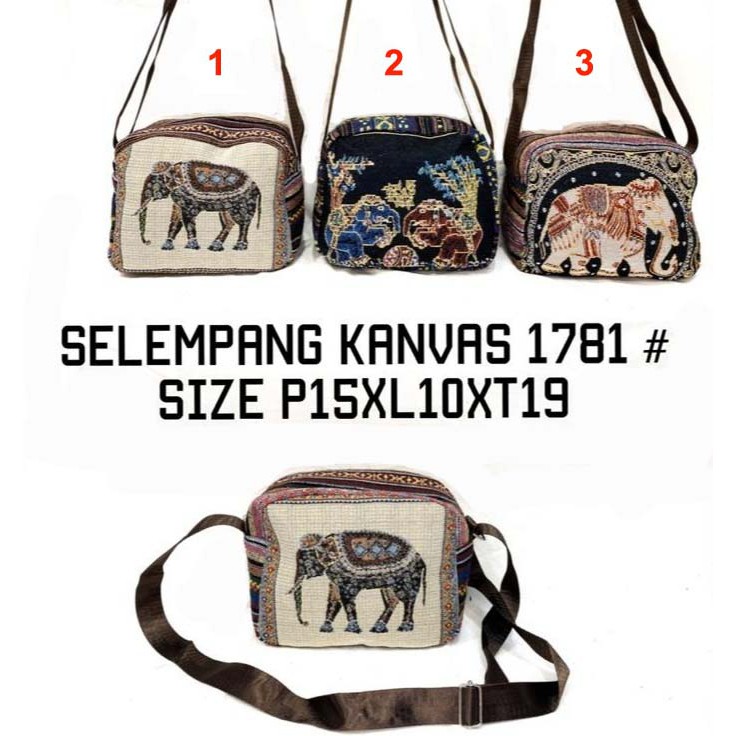 IMPORTED THAILAND SLING BAG / IMPORTED THAILAND ELEPHANT OWL CANVAS SLING BAG / กระเป๋าของที่ระลึกสว