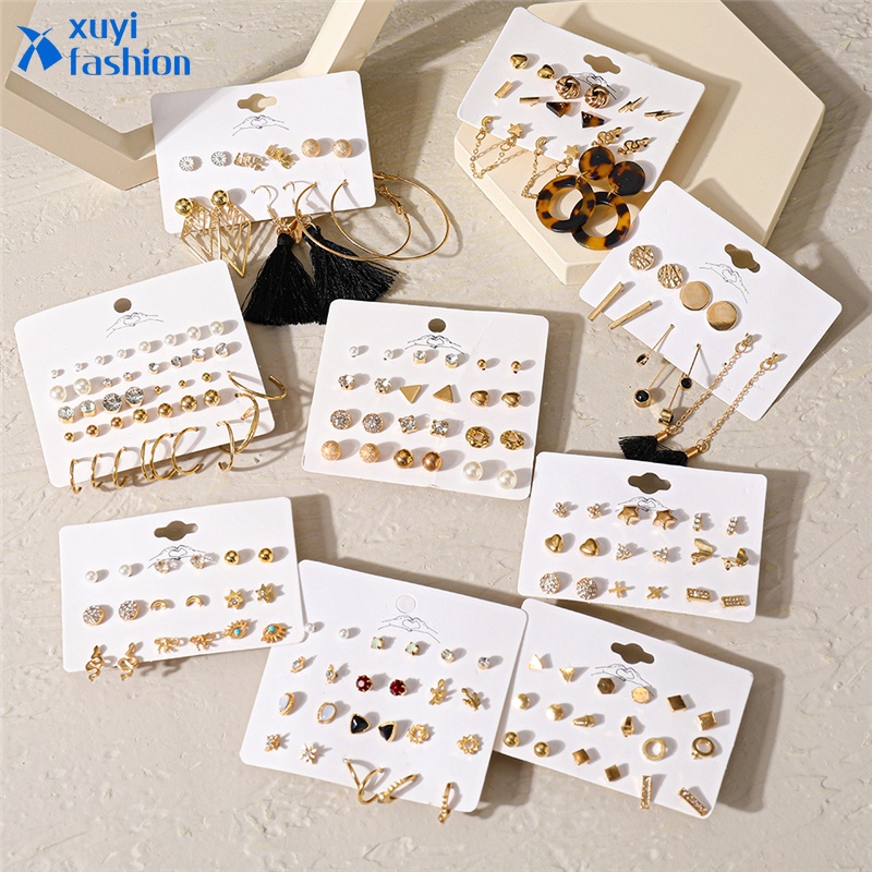 เครื่องประดับแฟชั่นสตรีต่างหูคริสตัลรูปดอกไม้ที่มีสีสัน 40 ชิ้น