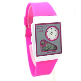 Zilin Watch นาฬิกาข้อมือ สายยาง 2 ระบบ เข็มและDigital - Z0006 (Magenta)