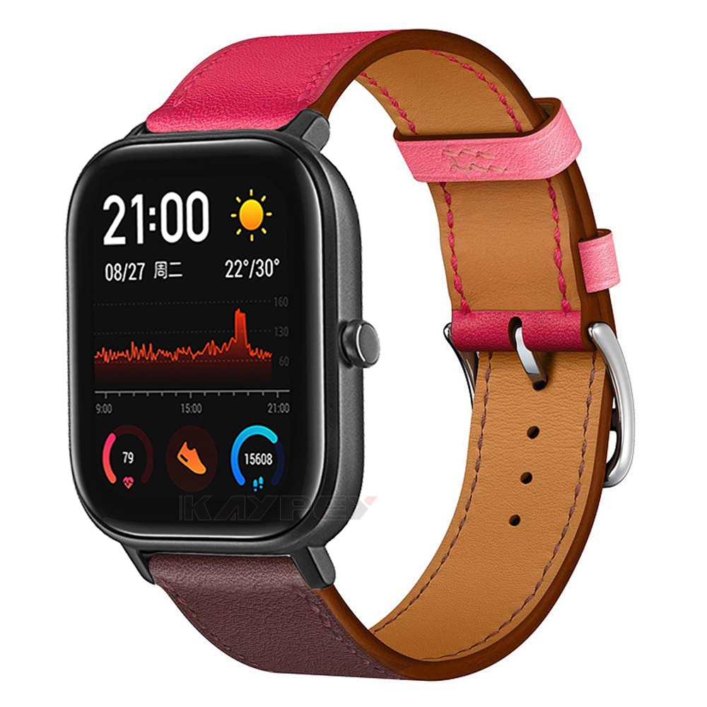 สายนาฬิกาข้อมือ หนัง สำหรับ for Xiaomi Huami AMAZFIT GTS/GTS 4 3 2 2e 2Mini/GTS 4 Mini