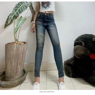 📌⚡️กางเกงยีนส์ขายาว👖 กางเกงยีนส์เอวสูงป้าย Punny jeans ทรง skinny เนื้อผ้ายีนส์ยืด สีสนิม รูปถ่ายจากสินค้าจริง พร้อมส่งค