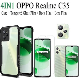 4in1Realme C35/Realme 9 pro plus phone case+back film+tempered glass film+lens film