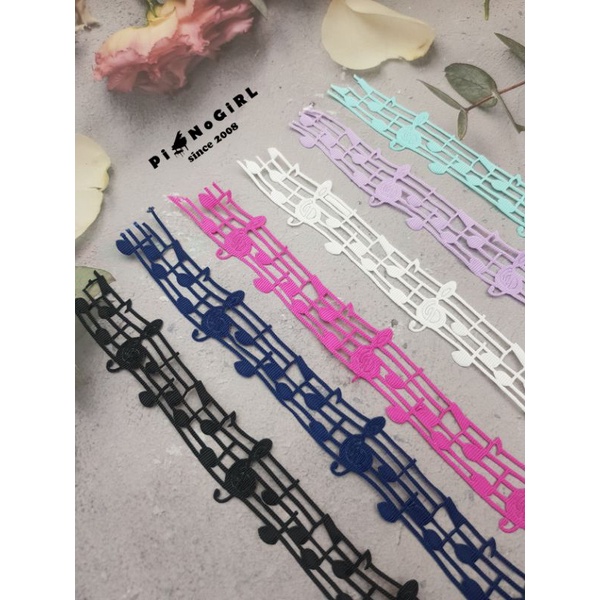 (ราคาต่อเมตร) ริบบิ้นฉลุลายโน้ตเพลง มี 6 สี