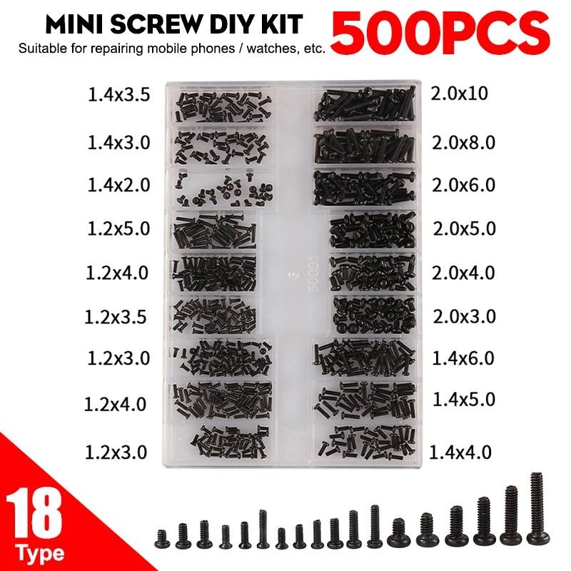 500ชิ้นชุดอุปกรณ์สกรูโลหะขนาดมินิ Diy สําหรับใช้ในการซ่อมแซมแล็ปท็อปคอมพิวเตอร์แล็ปท็อป