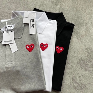 Play CDG เสื้อโปโล แขนสั้น ปักลายโลโก้หัวใจ สไตล์คลาสสิก