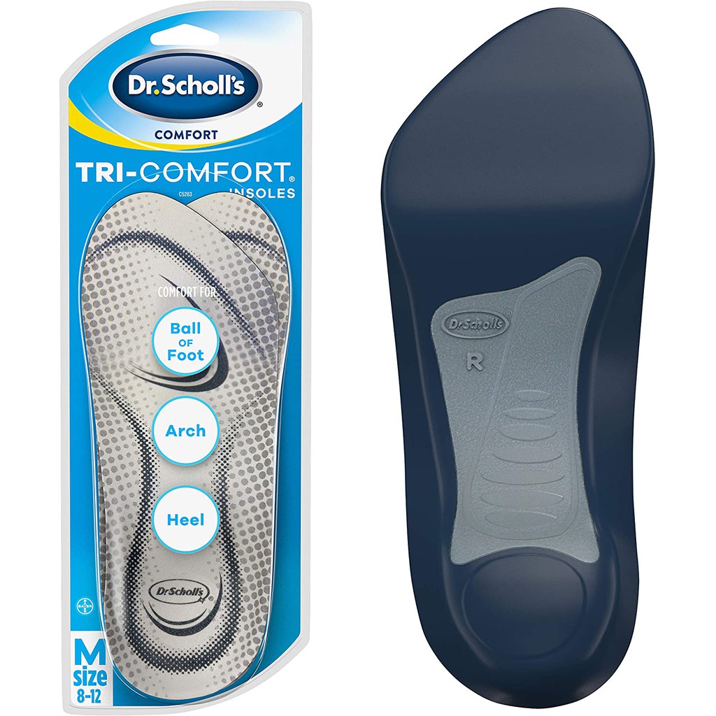 ดร. Scholl's TRI-Comfort แผ่นพื้นรองเท้า เพื่อความสบาย สําหรับส้นเท้า ซุ้มเท้า และลูกบอล พร้อมแผ่นรองฝ่าเท้า และส่วนโค้ง