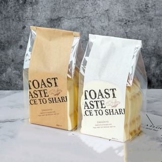 ถุงใส่ขนมปัง ลายToast Taste ถุงใส่ขนมปังToast มีลวดพับในตัว แพ็คละ 10ใบ ขนาด 12*30ก้นขยาย9ซม