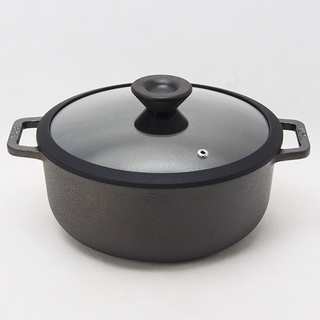 MEYER CAST IRON หม้อเหล็กหล่อ 2 หู พร้อมฝาแก้ว ขนาด 24 CM. CAST IRON SAUTEUSE (48241-C)