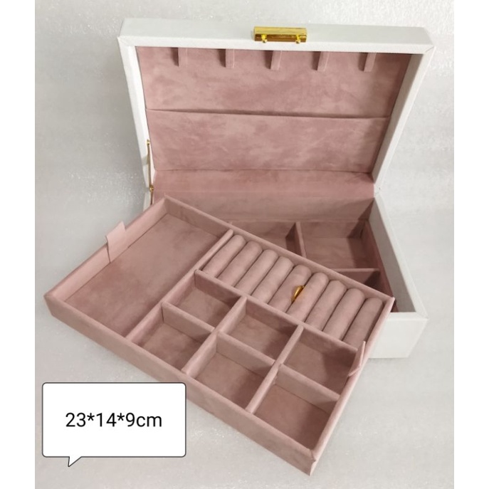 กล่องใส่แหวน  กล่องใส่เครื่องประดับ 2ชั้น23*15*8.5cm