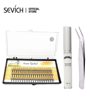 SEVICH ขนตาปลอมขนมิ้งค์พร้อมแหนบ 3 ชิ้น