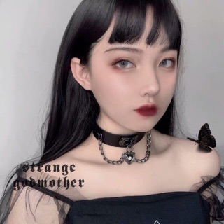 🔥Sale🔥สร้อยคอโชคเกอร์หนังแต่งจี้หัวใจ Heart Gothic Choker Necklace พร้อมส่ง