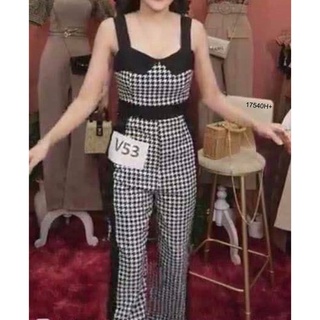 Jumpsuit จัมสูทแขนกุดขายาว ชิโนริแถบข้าง TT17540