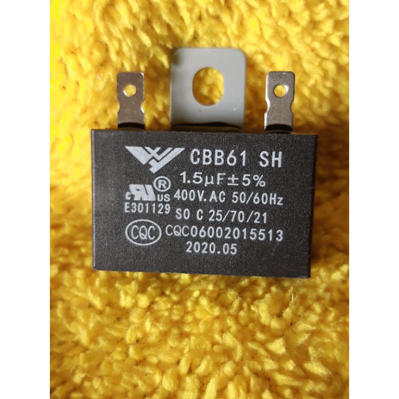 คาปาซิเตอร์พัดลมปีกนก 1.5uF 400vแบบขั่วเสียบค่าเต็มทุกตัวใช้งานทนทาน