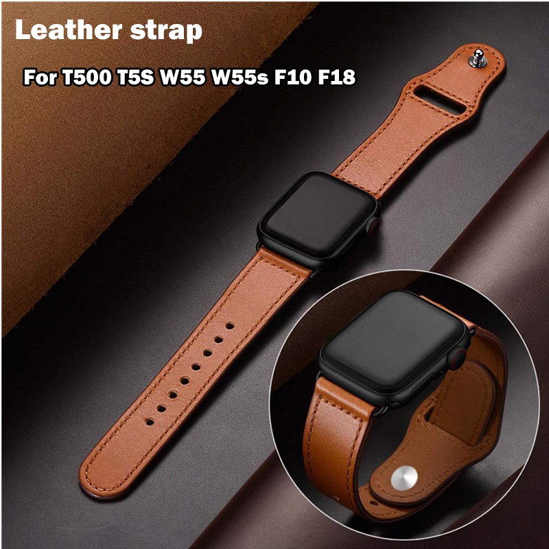 สายหนัง smart watch Band 42 มม สายหนังแท้พรีเมี่ยม Series T500 T5S W55 W55s Q99 H55 P90 F10