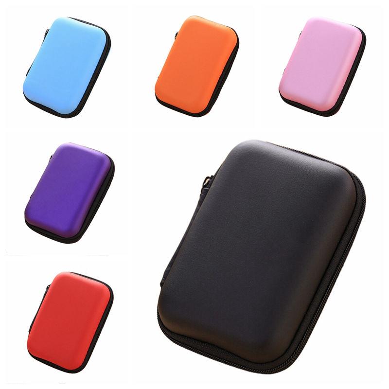 Mini Zipper Hard Headphone Case PU Leather Earphone Storage Bag Protective Case USB Cable Earbuds Pouch Box Earphone Case