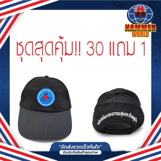 หมวก อสม  ชุดสุดคุ้ม 30 แถม 1 ใบ รุ่นประหยัดมีปักด้านหลัง อาสาสมัครสาธารณสุขประจำหมู่บ้าน