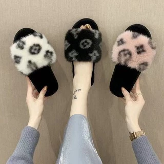NEW! (SH-1-12) รองเท้าผ้าใส่เดินในบ้านชายและหญิง ขนนุ่มลายดอก