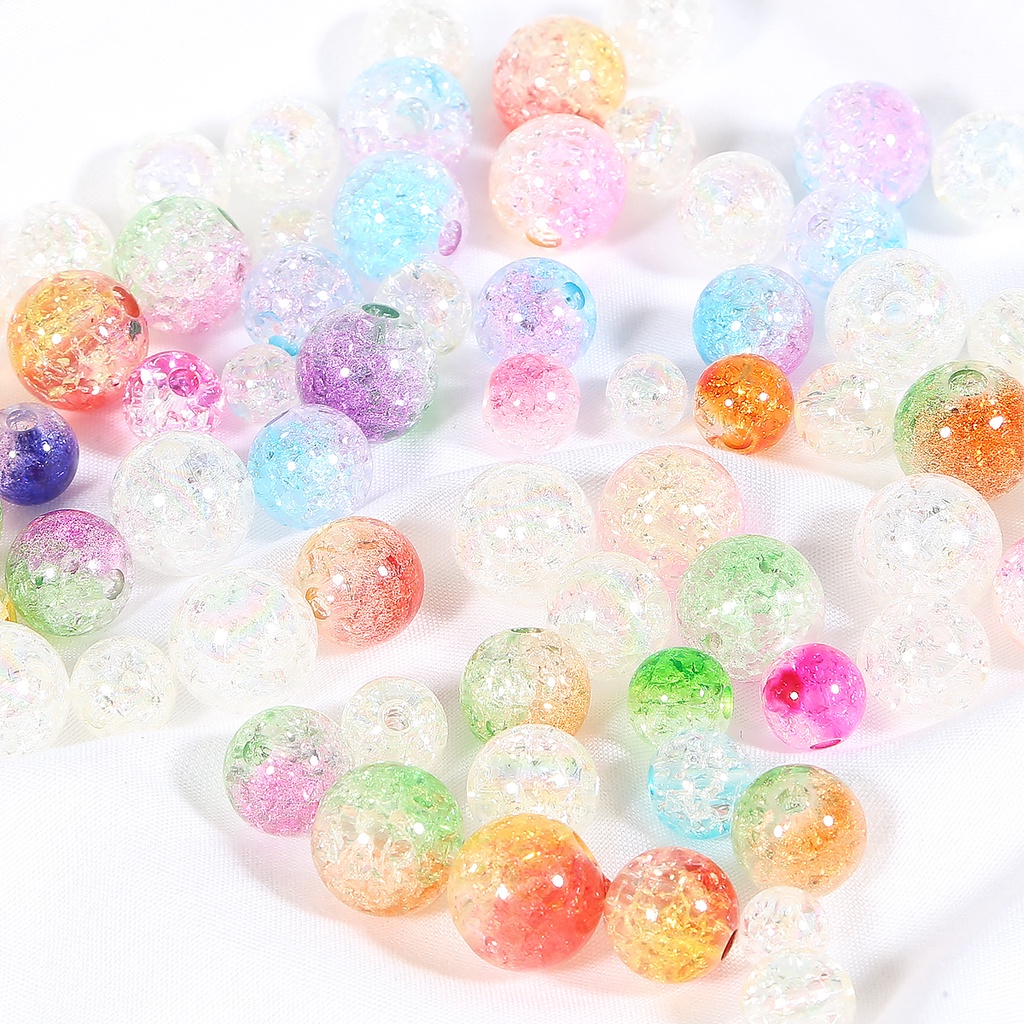 [8/10/12/14 มม.] ลูกปัดอะคริลิค ลายดอกไม้ สีขาว เครื่องประดับแฮนด์เมด diy
