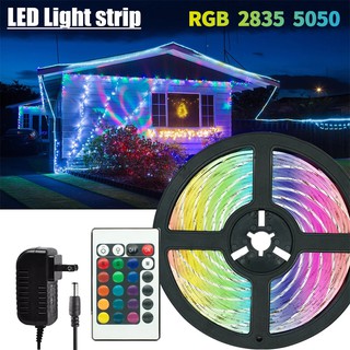 ไฟเส้นLED Strip Light 2835/5050 RGBยาว10M ไฟled ไฟRGBไฟประดับห้อง พร้อมรีโมทย์ และ Adapter DCไฟตกแต่งบ้าน ไฟประดับห้องนอ