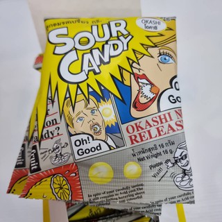 12 ซอง ลูกอมเปรี้ยว รสเลมอน ลูกอม sour candy ลูกอมเปรี้ยวปรี๊ด อมเปรี้ยวจี๊ด ขนมยุค90