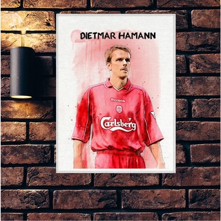 โปสเตอร์ ผ้าแคนวาส Dietmar Hamann Liverpool ดีทมาร์ ฮามันน์ ตำนาน นักเตะ ลิเวอร์พูล ภาพวาด ศิลปะ นักบอล นักฟุตบอล