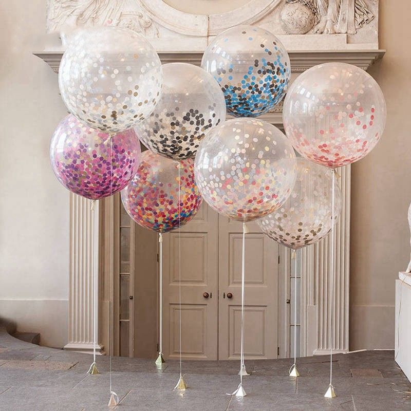 5x 12 Confetti Balloons Clear Latex Balloon for Wedding Party ...