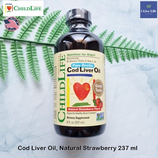 น้ำมันตับปลาอาร์กติกบริสุทธิ์ Pure Arctic Cod Liver Oil, Natural Strawberry Flavor 237 mL - ChildLife ชนิดน้ำ สำหรับเด็ก