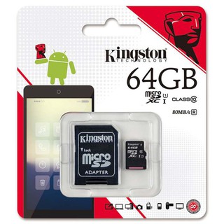 Kingston (ของแท้100%ประกันตลอด) เมมโมรี่การ์ด Micro SDHC 64 GB Class 10