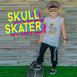 PB530 เสื้อเด็ก ลาย skull skater (skate)แขนกุดแนวๆ