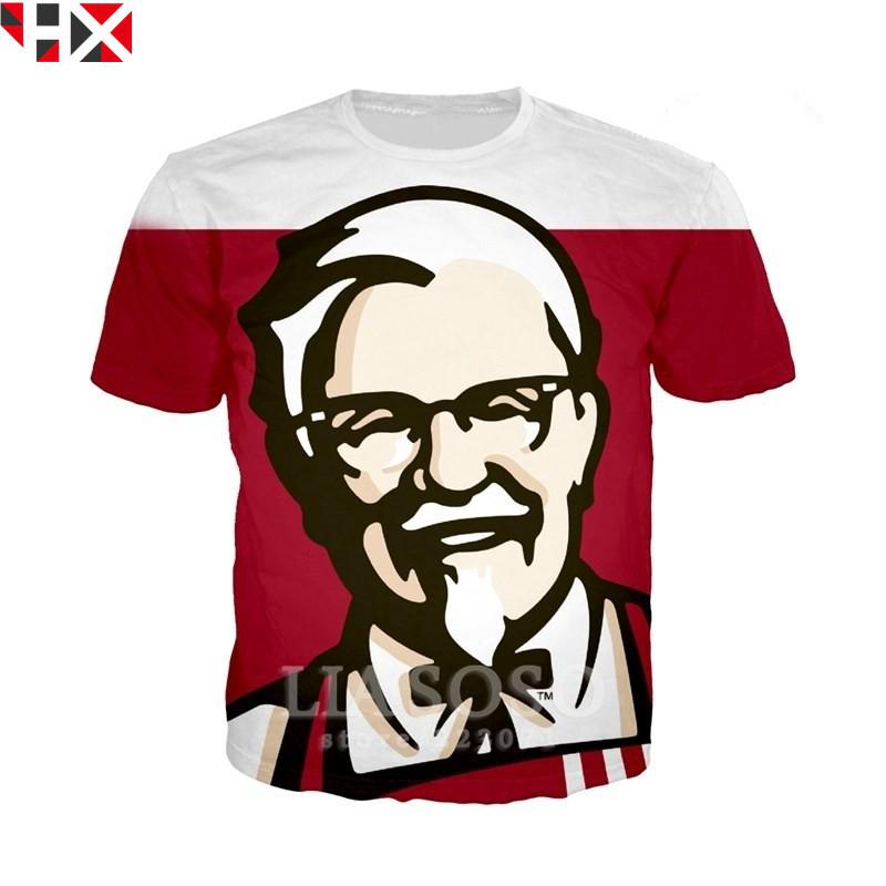 เสื้อยืดแฟชั่นผู้ชายผู้หญิงพิมพ์ลาย 3 D KFC