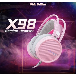 หูฟังสีชมพู Nubwo X98 Gaming Headset 7.1 Virtual Surround Sound USB